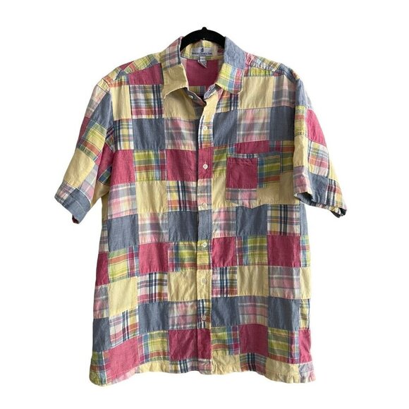 ENGLISH SPORT SHOP CASUAL MENS Handwoven PATCH BUTTON DOWN SHORT SLEEVE Size L - Picture 1 of 8